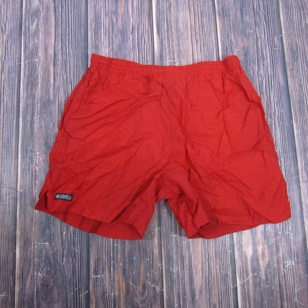 Columbia Swim Trunks Mens‎ Medium Red Elastic Waist Mesh Lined Quick Dry Nylon
